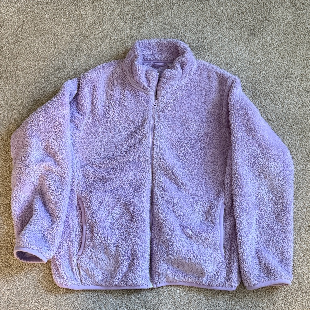 UNIQLO girls fluffyfleece full-zip lavender jacket